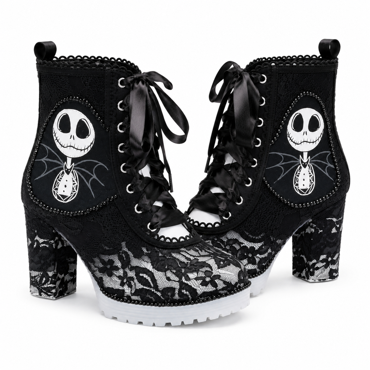 Gothic Lace Jack Skellington Boots