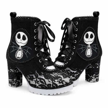 Gothic Lace Jack Skellington Boots